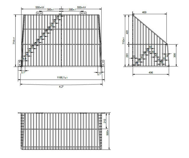 HALMHÆK GALVANISERET 255 LITER TIL SØER, 1188X714X469 MM