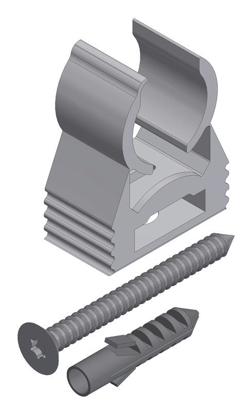 PIPE HANGER 15 MM WITH SCREW AND DOWEL 