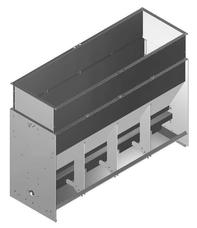 WET/DRY BOX FEEDER SLAGTEGRISE 2X4 RUSTFRI STÅL 126X43X90 CM