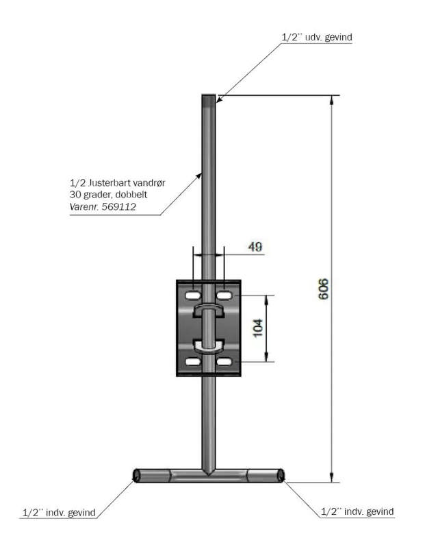 JUSTERBAR VANDRØR DOBBELT ½ 30°
