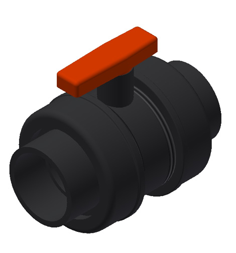 90 MM BALL VALVE WITH DOUBLE UNION PVC 10 BAR