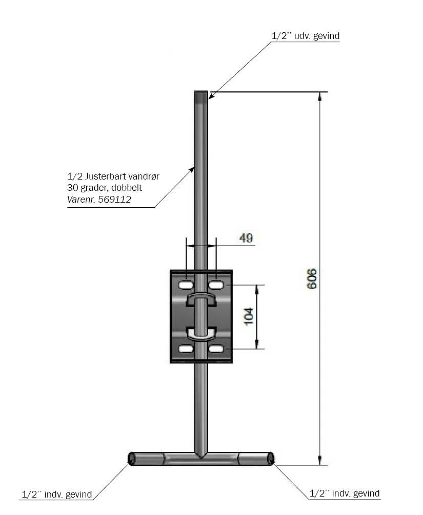 ADJUSTABLE WATER PIPE DOUBLE ½ 30° ADJUSTABLE WATER PIPE DOUBLE ½ 30°